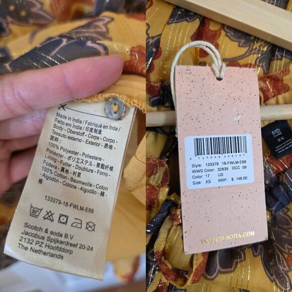 Scotch and Soda Stargazer Drop Waist Peasant Dress XS NWT - Picture 12 of 12